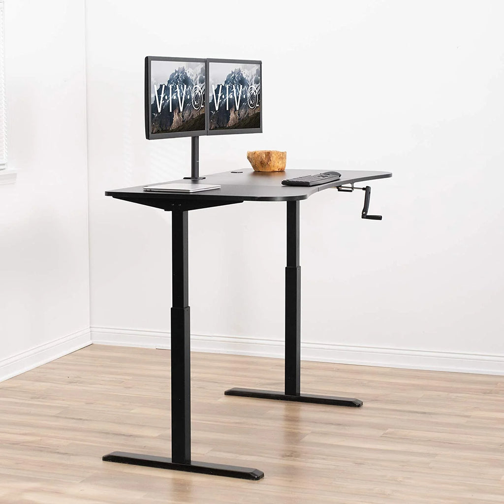 Height Adjustable 63 X 32 Inch Stand Up Desk with Black Table Top L505480
