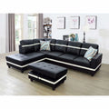 Black Leather 3PC L-Shaped Sectional Sofa H28734
