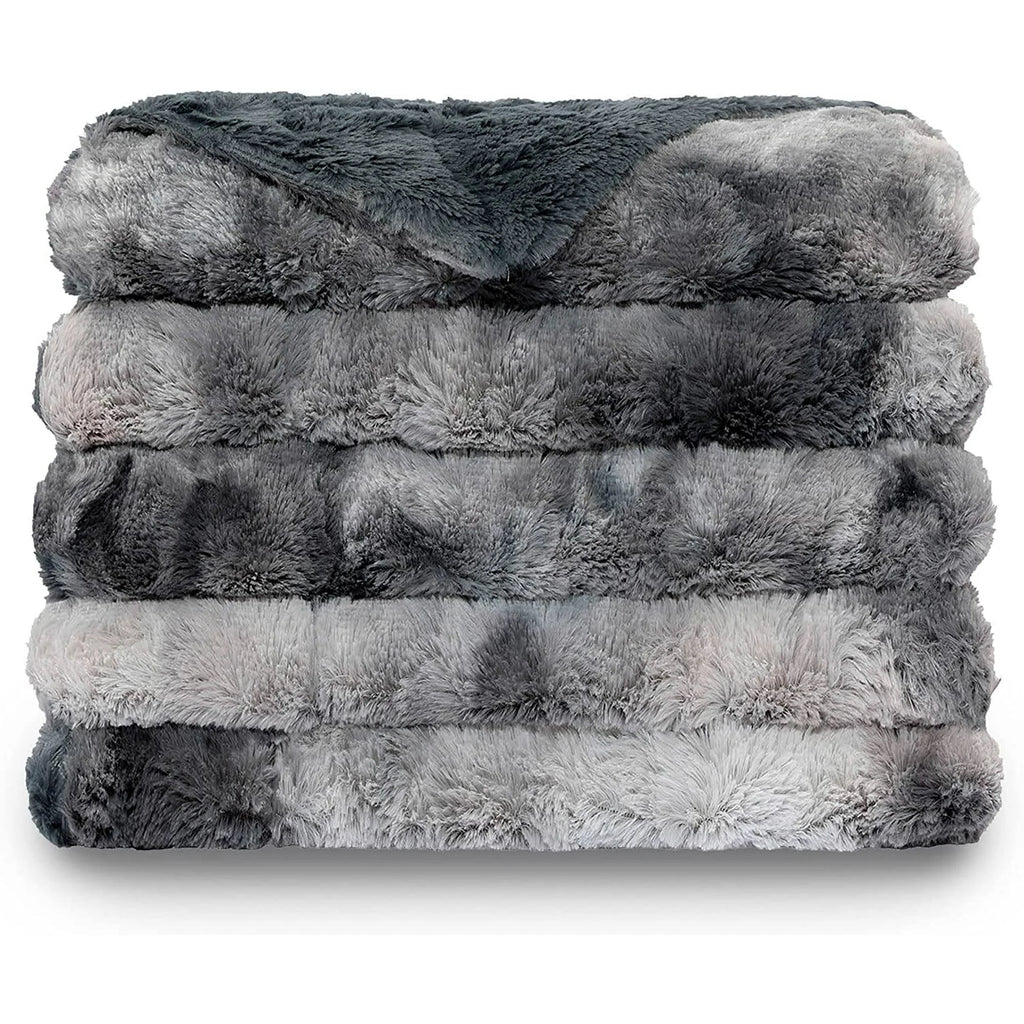 Oversized Soft Fuzzy Faux Fur Sherpa Throw Blanket 60''x80'' Gray O515821