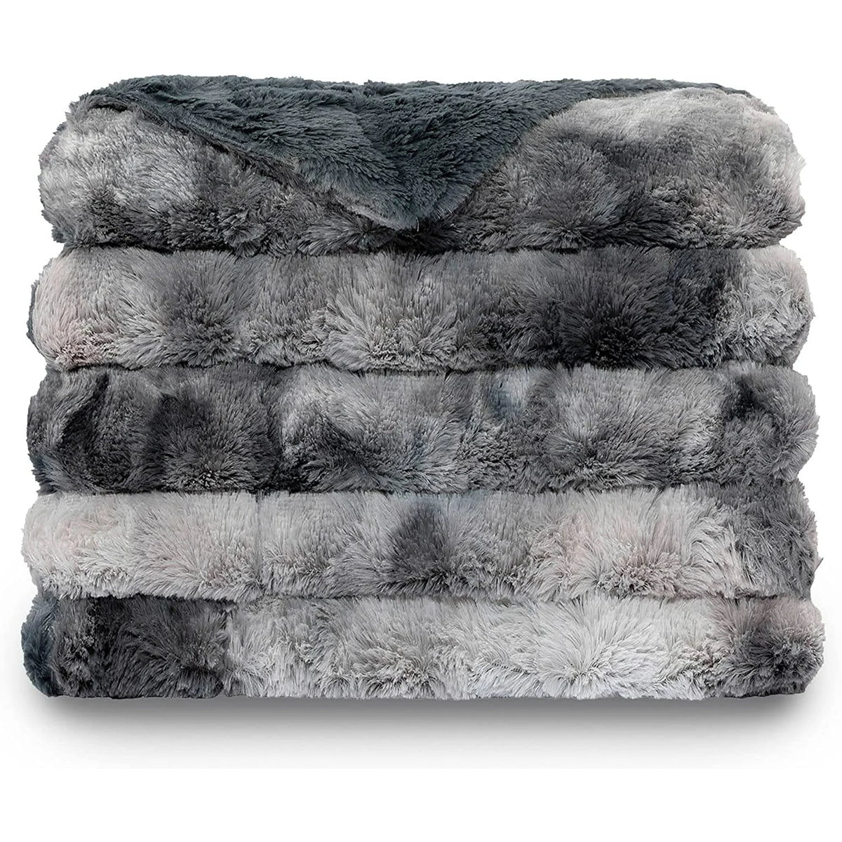 Oversized Soft Fuzzy Faux Fur Sherpa Throw Blanket 60''x80'' Gray O515821