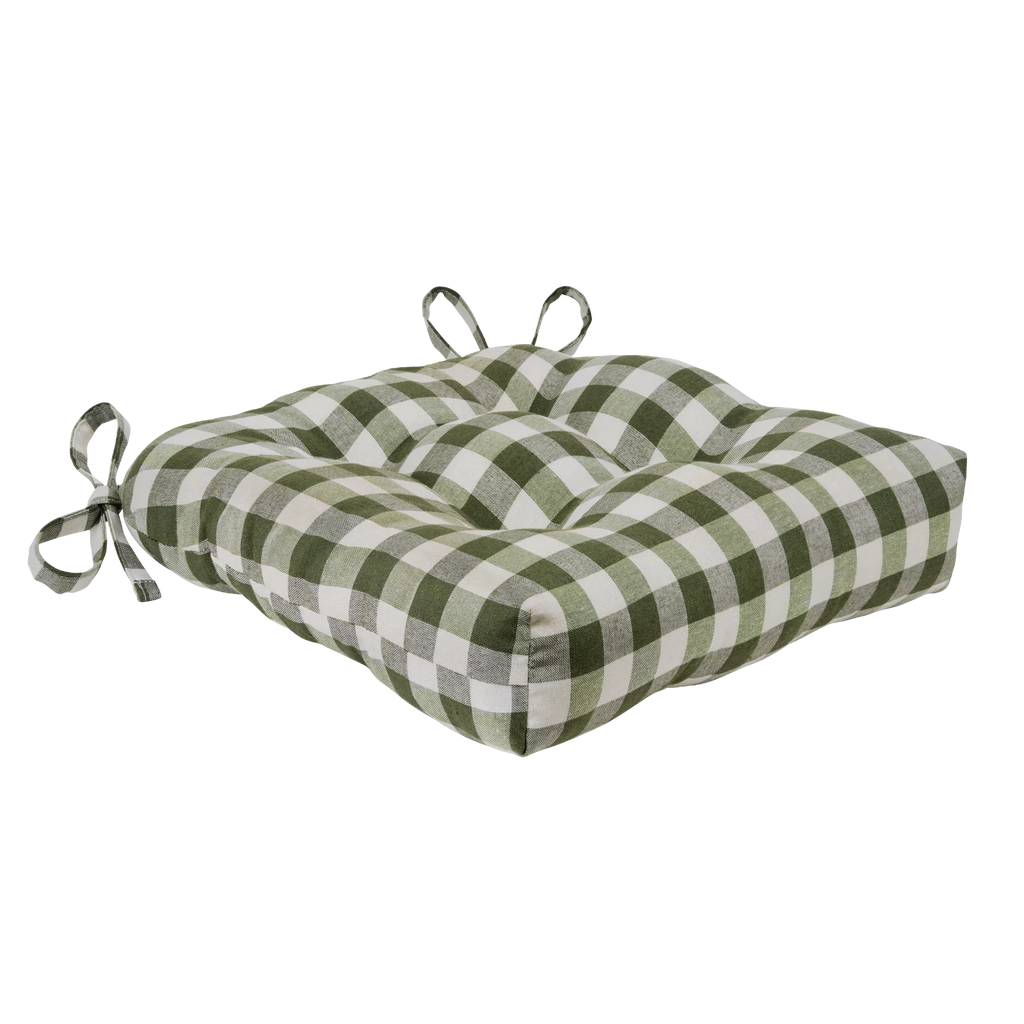 2 Pack Plaid Chair Cushions with Ties V357995