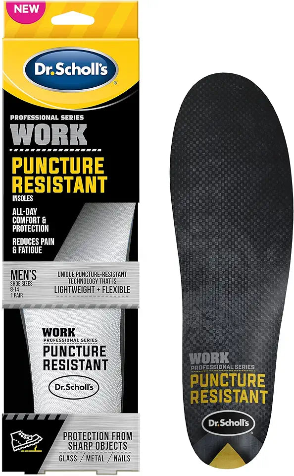 Work Puncture Resistant Insoles, Men's 8-14, Trim to Fit T699079