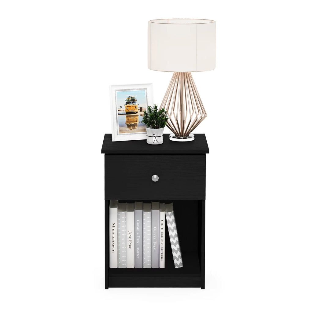 Black Oak Nightstand with One Drawer H431