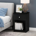 Black Oak Nightstand with One Drawer H431