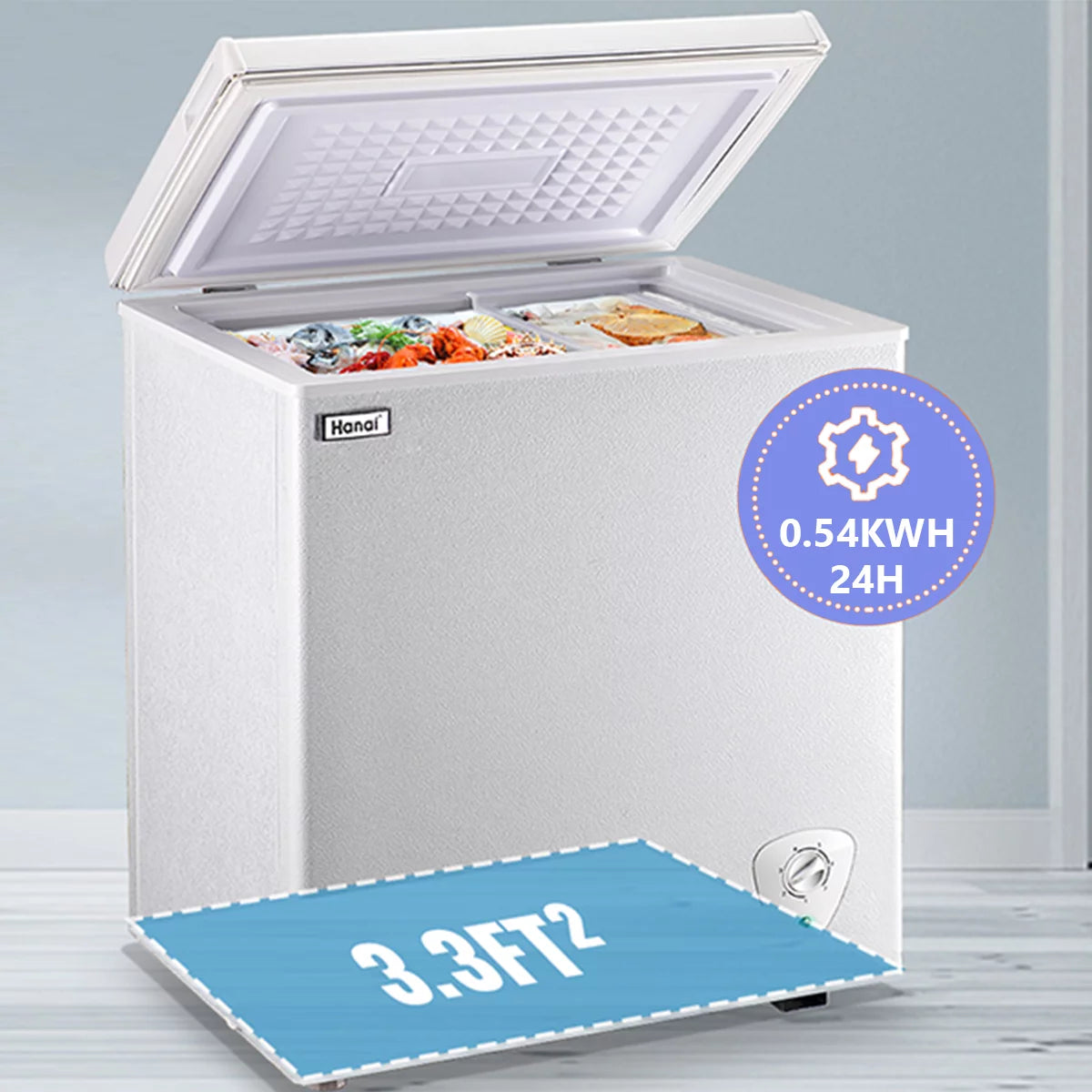5.0 Cu.ft White Chest Freezer with Storage Basket E549