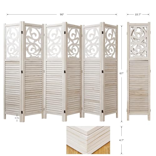 4 Panels Wood Carved Folding Room Divider G895599