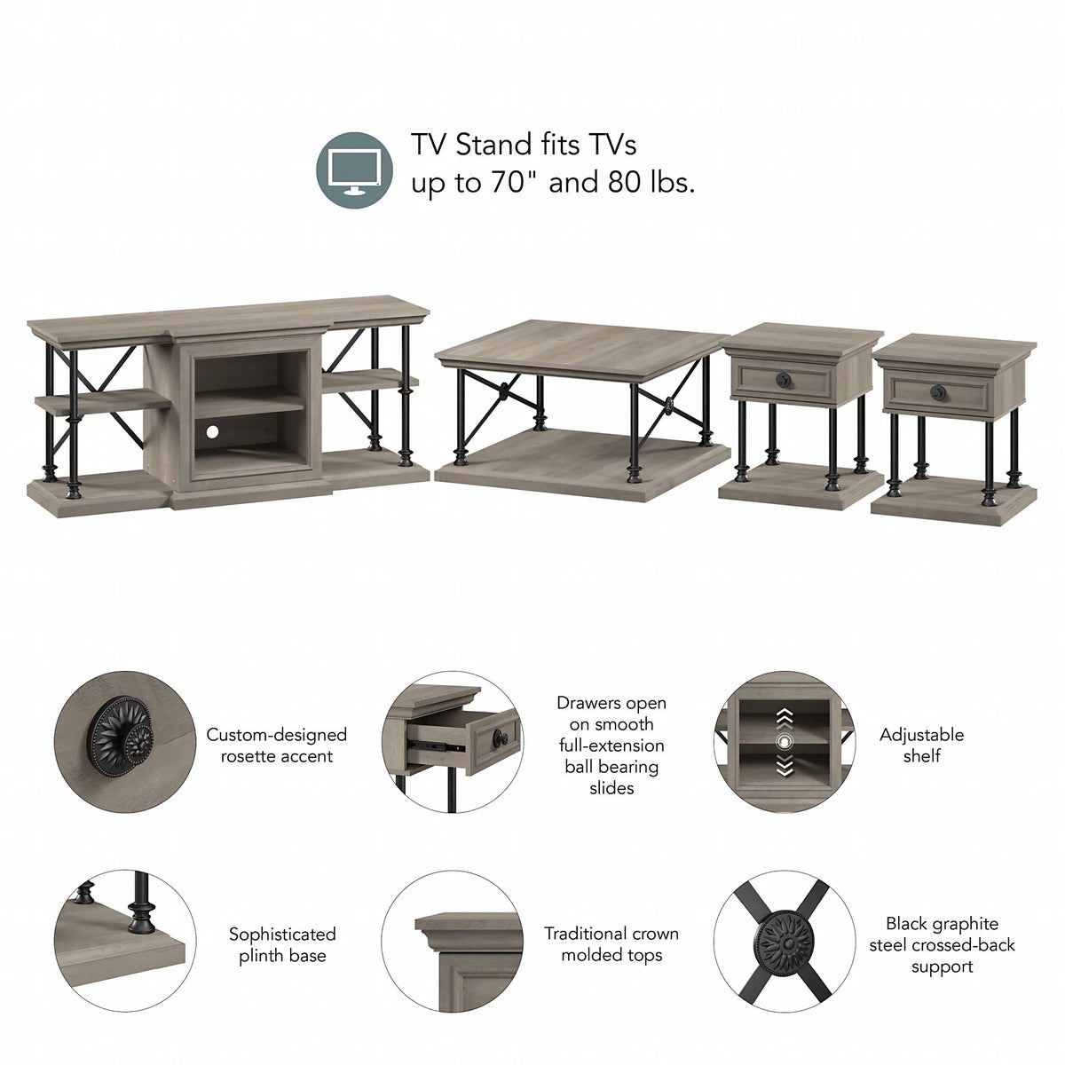 TV Stand with Coffee Table and End Tables H75076