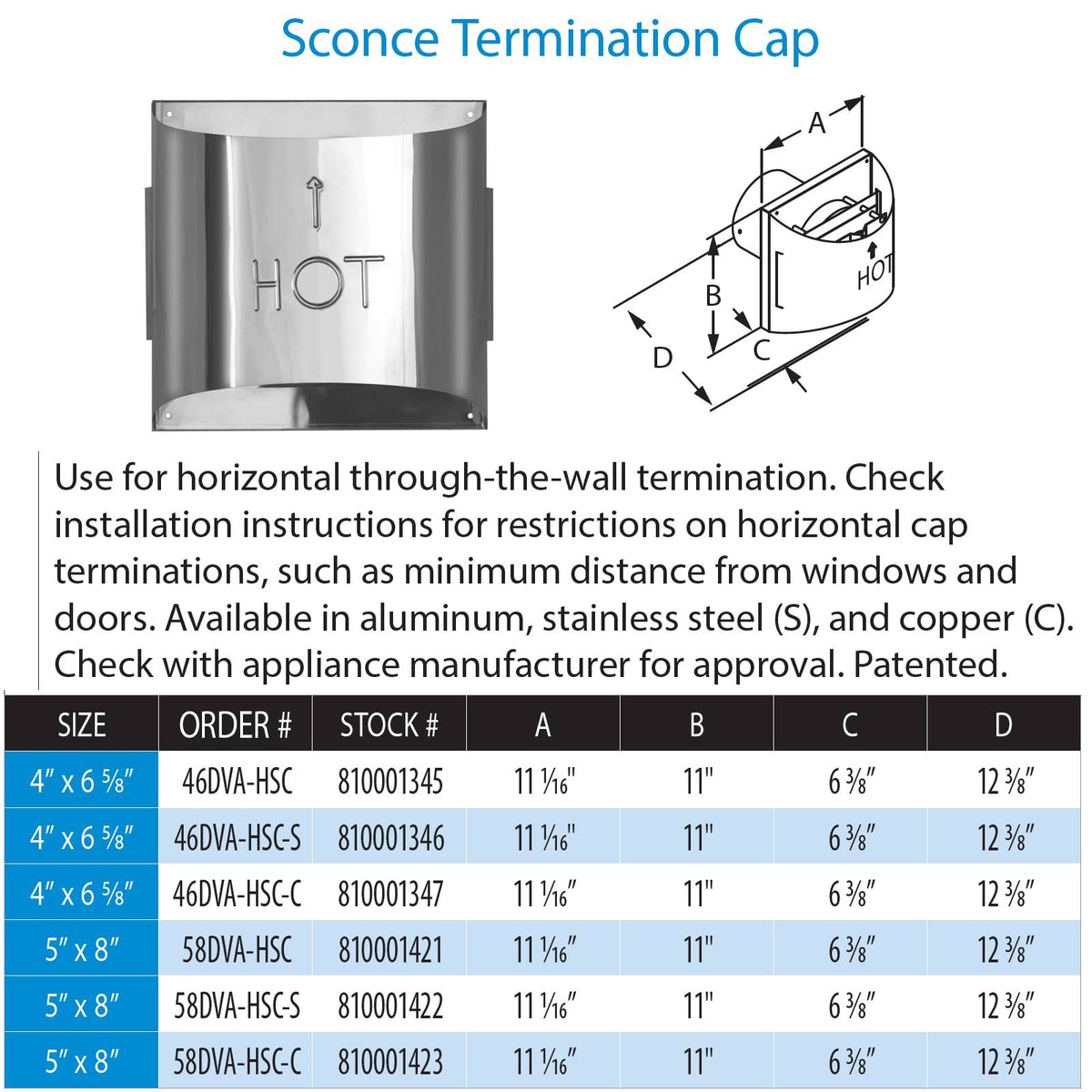 Aluminum Sconce Termination Cap A683683