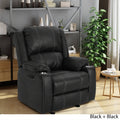 Black Faux Leather Recliner Club Chair with Cup Holder B273553
