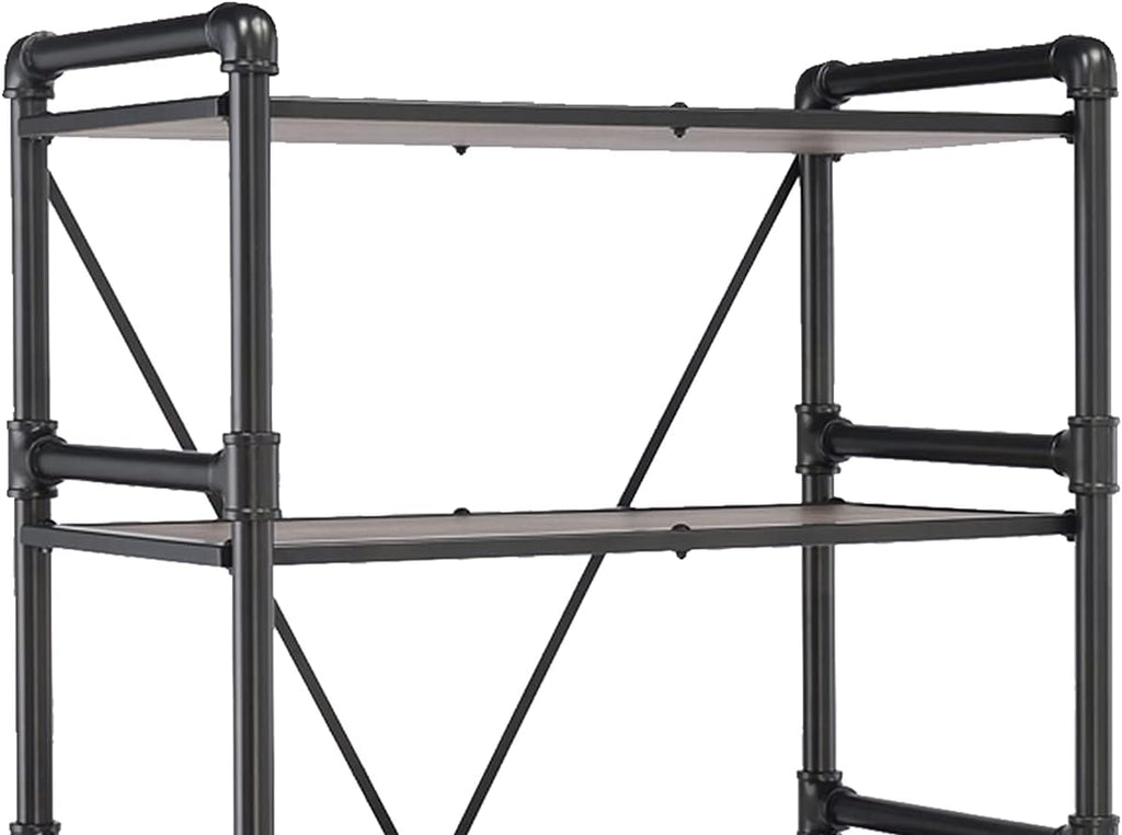 Rustic Oak & Black Bookshelf Y10849