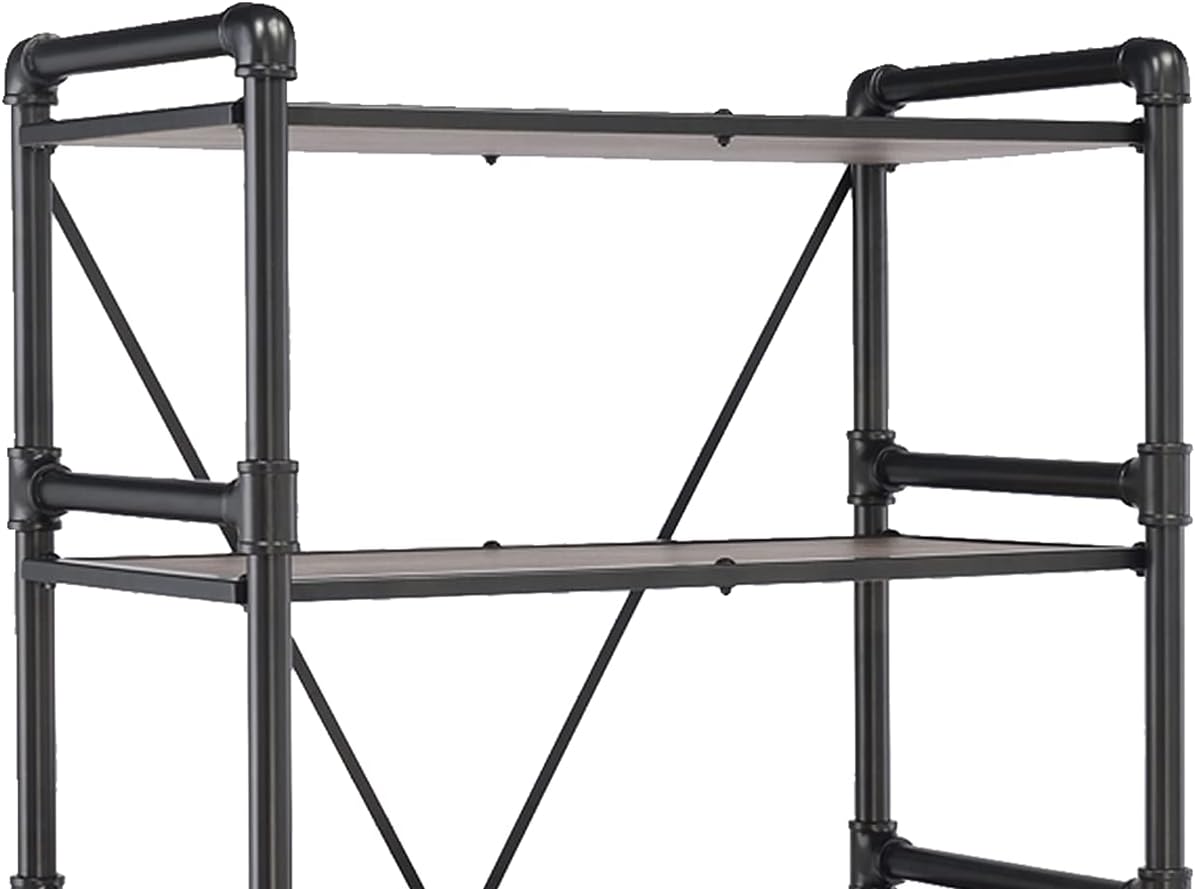 Rustic Oak & Black Bookshelf Y10849