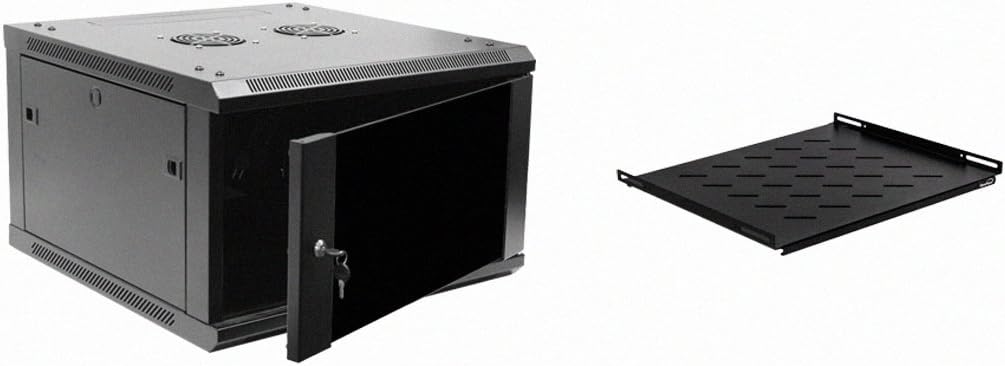 6U 19-Inch Server Network Rack with Locking Glass Door Black T8567