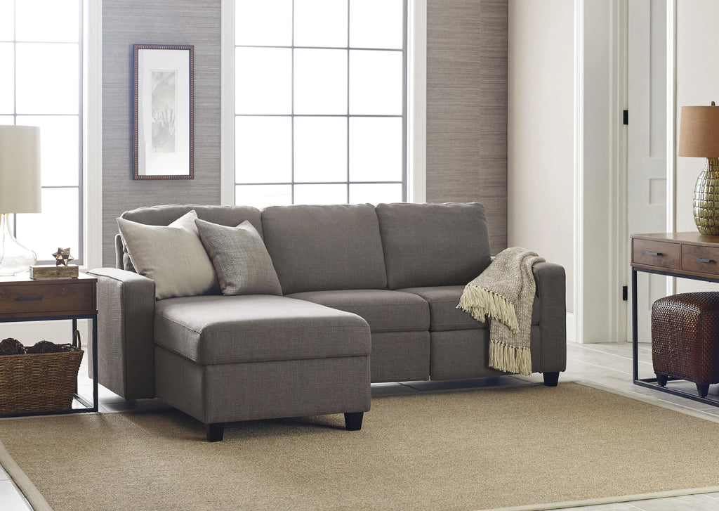 Gray Reclining Sectional with Left Storage Chaise O7023