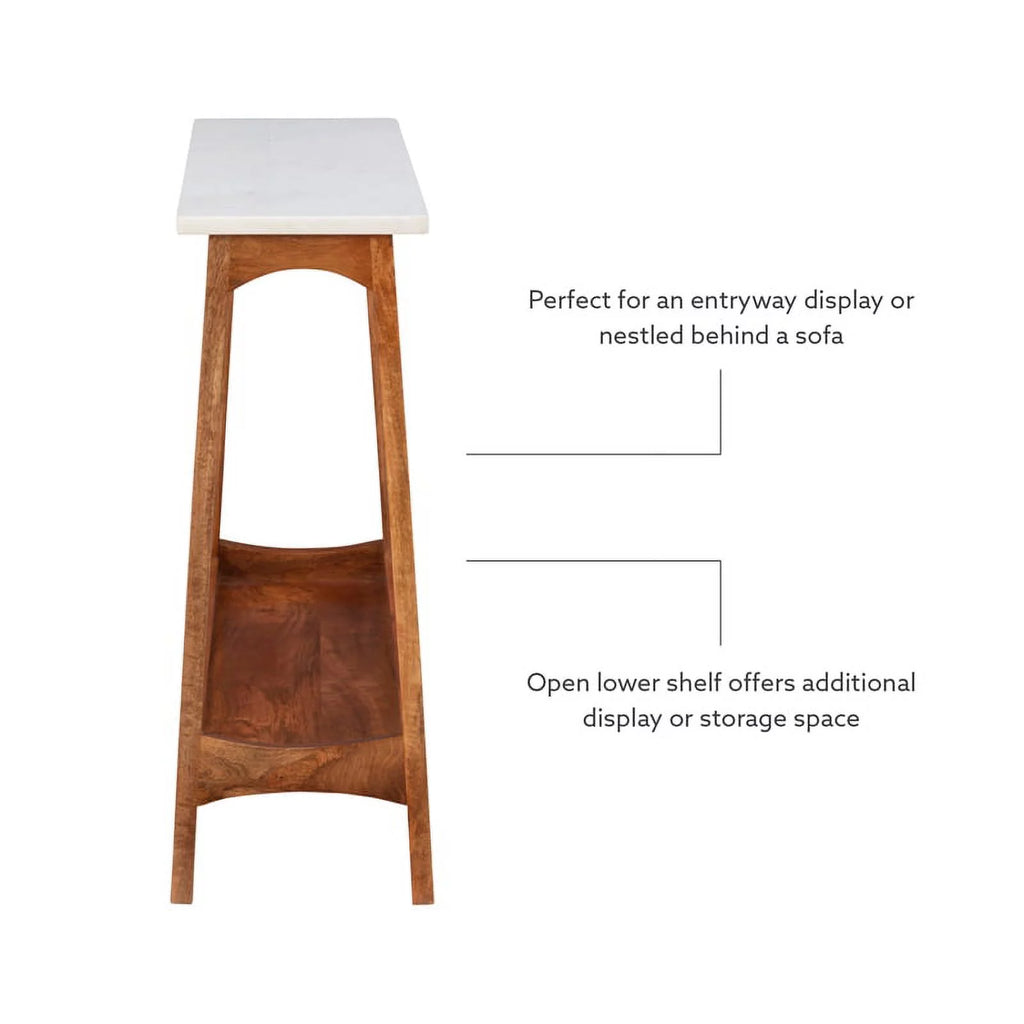 Brown Mango Wood and Marble Console Table E195