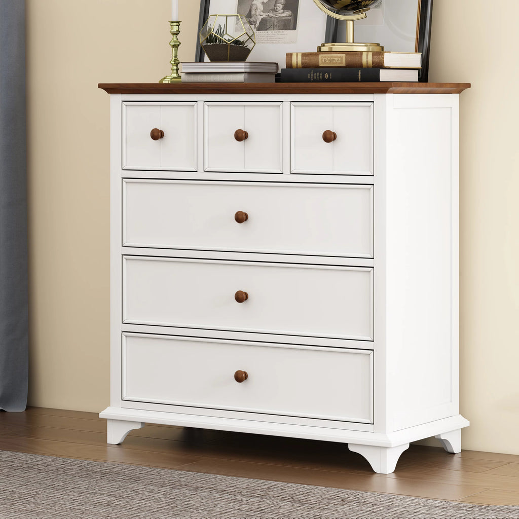 White Wooden 6 Drawer Chest N288