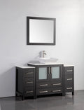 54 in. Single Sink Vanity Cabinet with Ceramic Vessel Sink & Mirror Espresso Z343