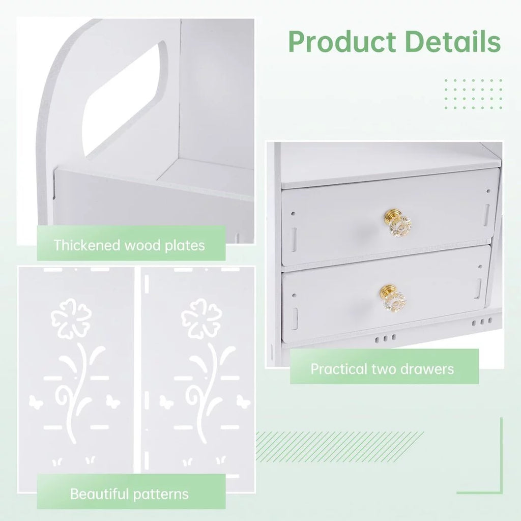 White Wall Mounted Bathroom Cabinet with 2 Drawers M473