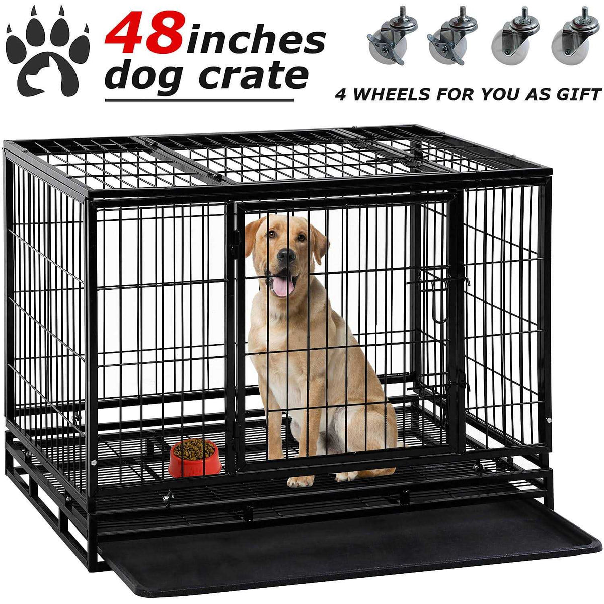 Heavy Duty Dog Crate with Plastic Tray G960