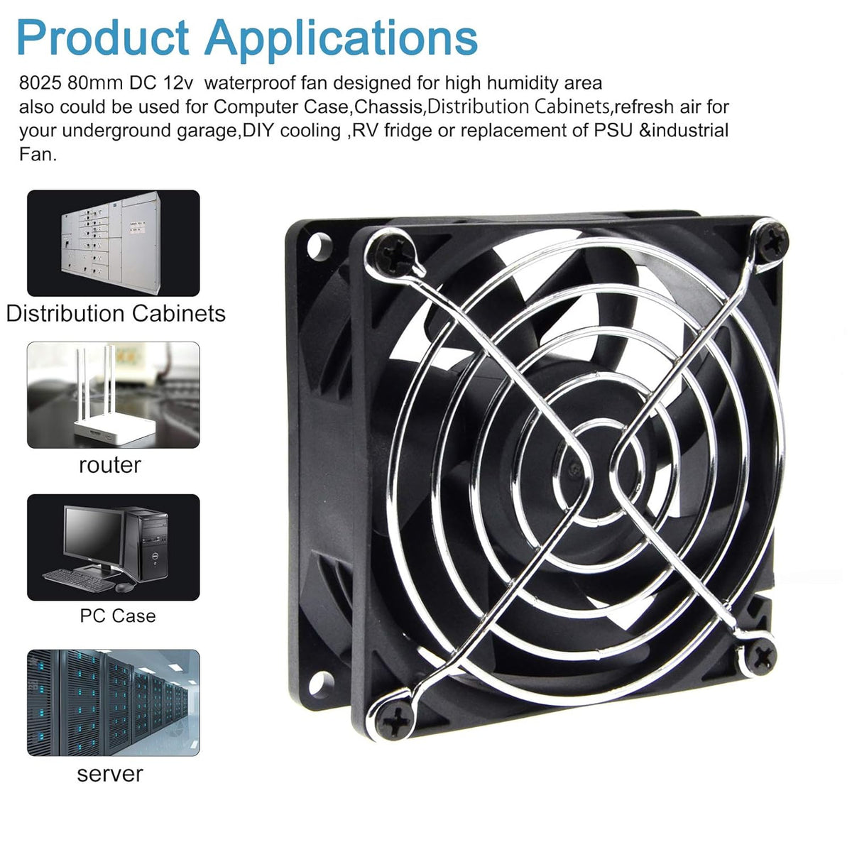 80mm DC 12V Waterproof Cooling Fan N5465