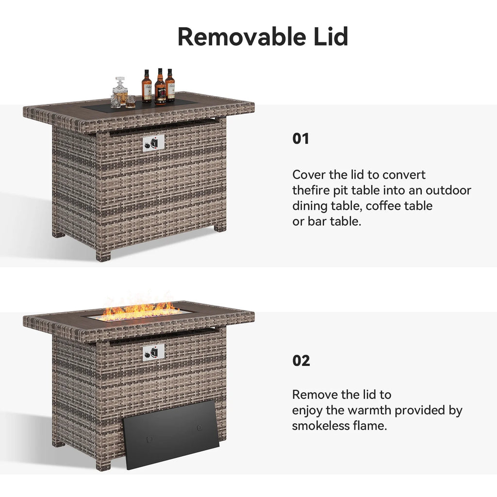 40'' 50,000 BTU Propane Gas Fire Pit Table with Cover C21255