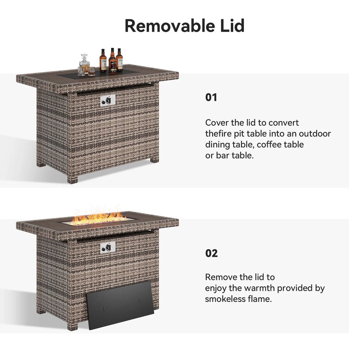 40'' 50,000 BTU Propane Gas Fire Pit Table with Cover C21255