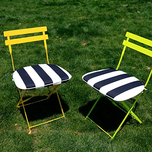 Patio Seat Cushions D16 x W17 Inches All Weather Set of 2 Grey Textured V851