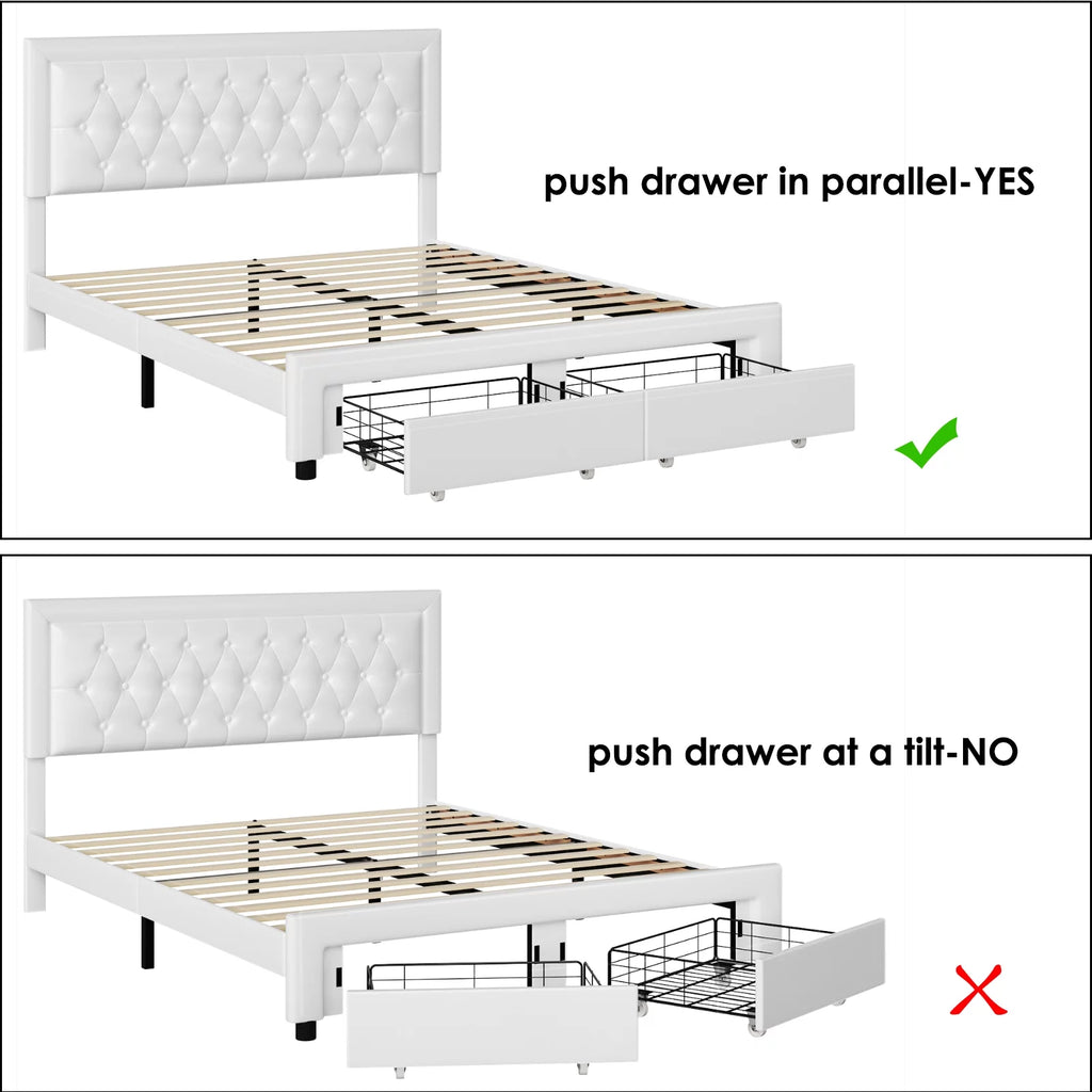 Queen Size Black PU Leather Upholstered Platform Bed Frame F301