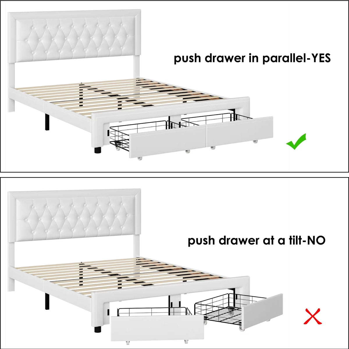 Queen Size Black PU Leather Upholstered Platform Bed Frame F301