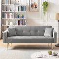 Gray Velvet Convertible Sofa Bed with 2 Pillows K765149