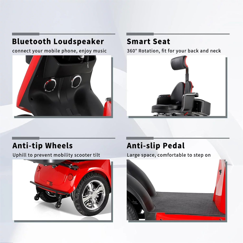 4 Wheel 800W Mobility Scooter 500 lb Capacity N8479