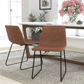 Light Brown Faux Leather Dining Chair Set of 2 C91045