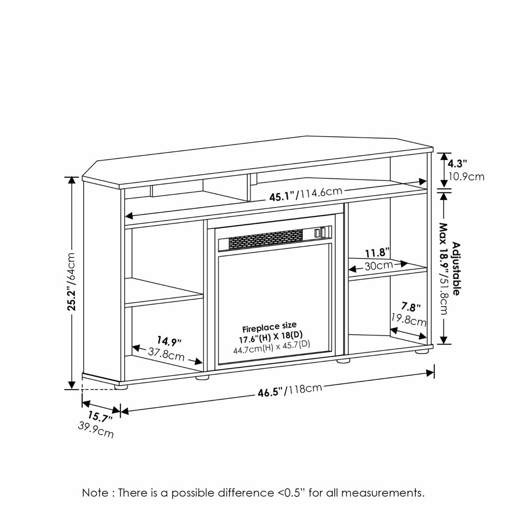 Corner TV Stand with Fireplace E489