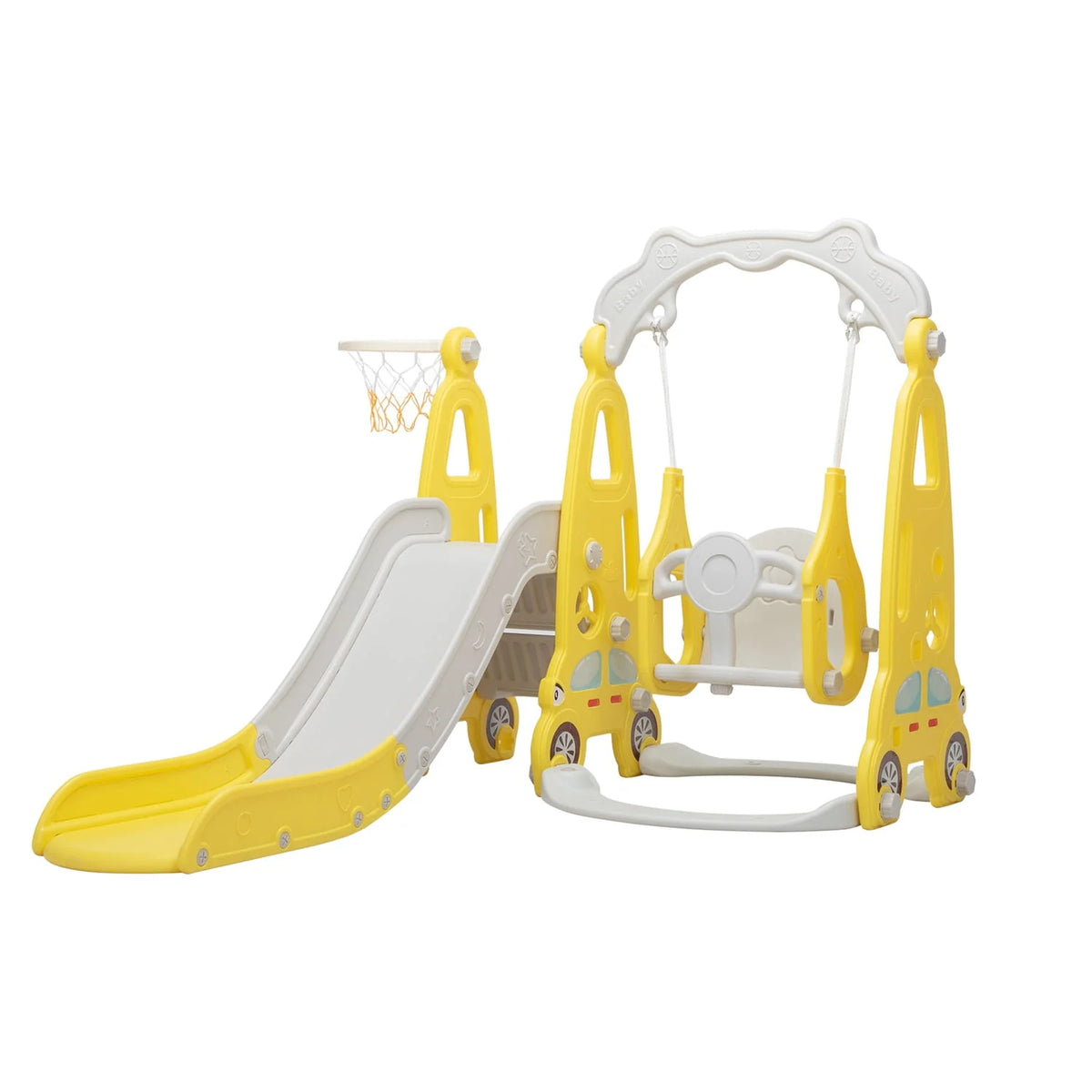 3 in 1 Kids Slide and Swing Set with Basketball Hoops S102222
