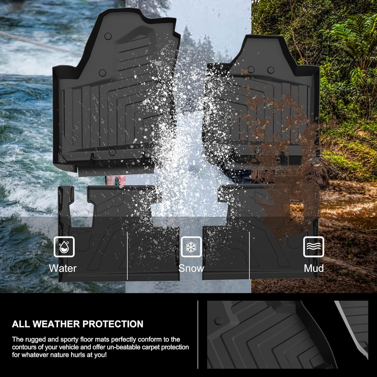 All Weather TPE Floor Mats Black S9078