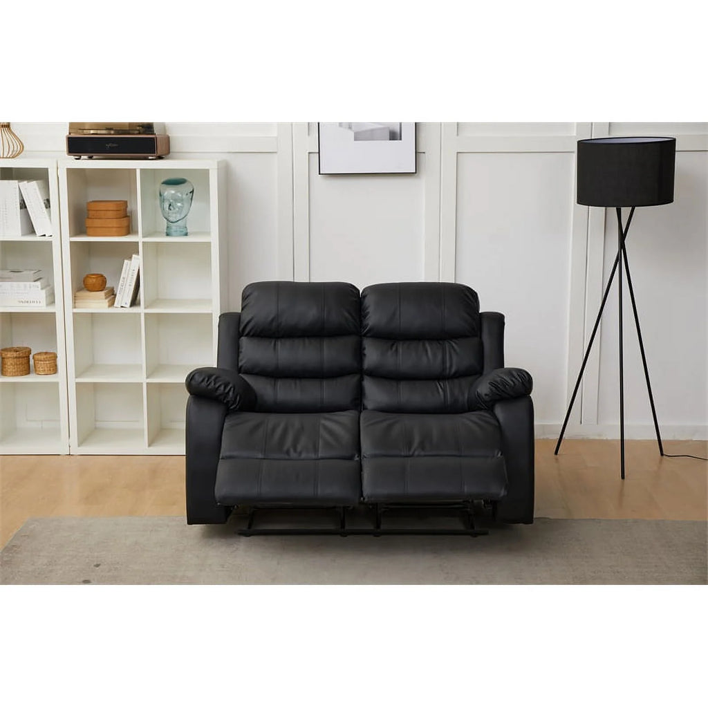 Black Faux Leather Loveseat J377752