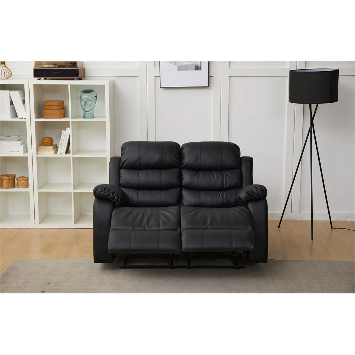 Black Faux Leather Loveseat J377752