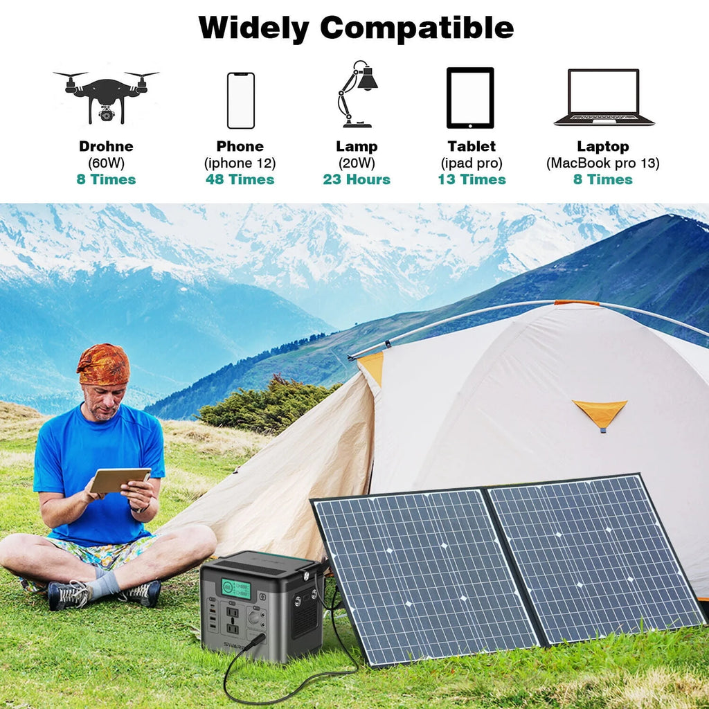 518Wh Solar Generator Power Station with 100W Solar Panel B87858