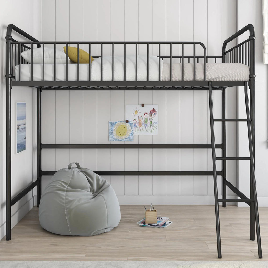 Black Twin Metal Loft Bed S73242