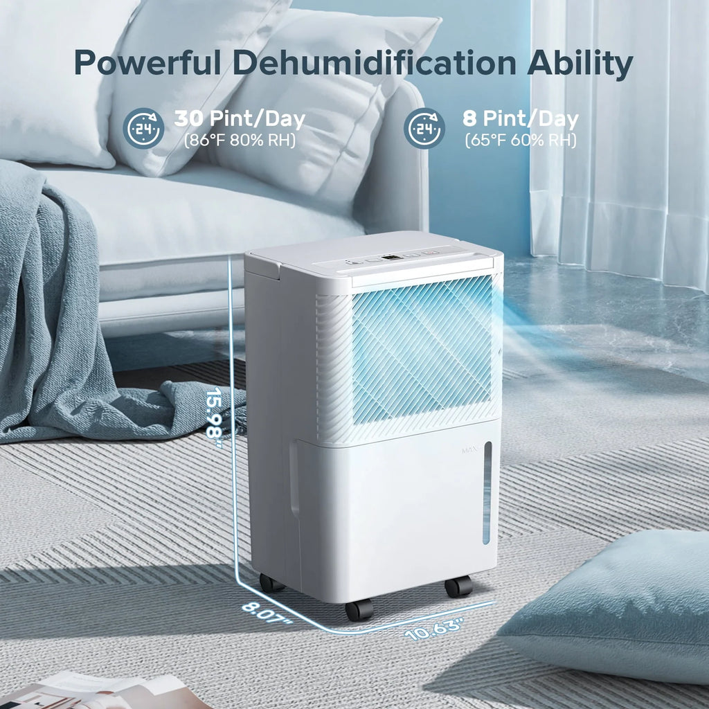30 Pint Portable Dehumidifier with Drain Hose L434