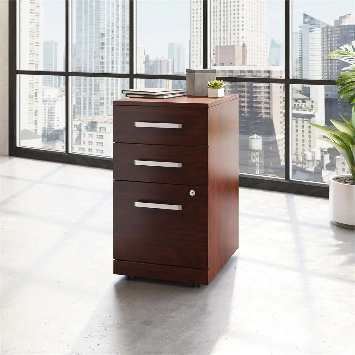 Engineered Wood 3-Drawer Mobile Filing Cabinet O67592