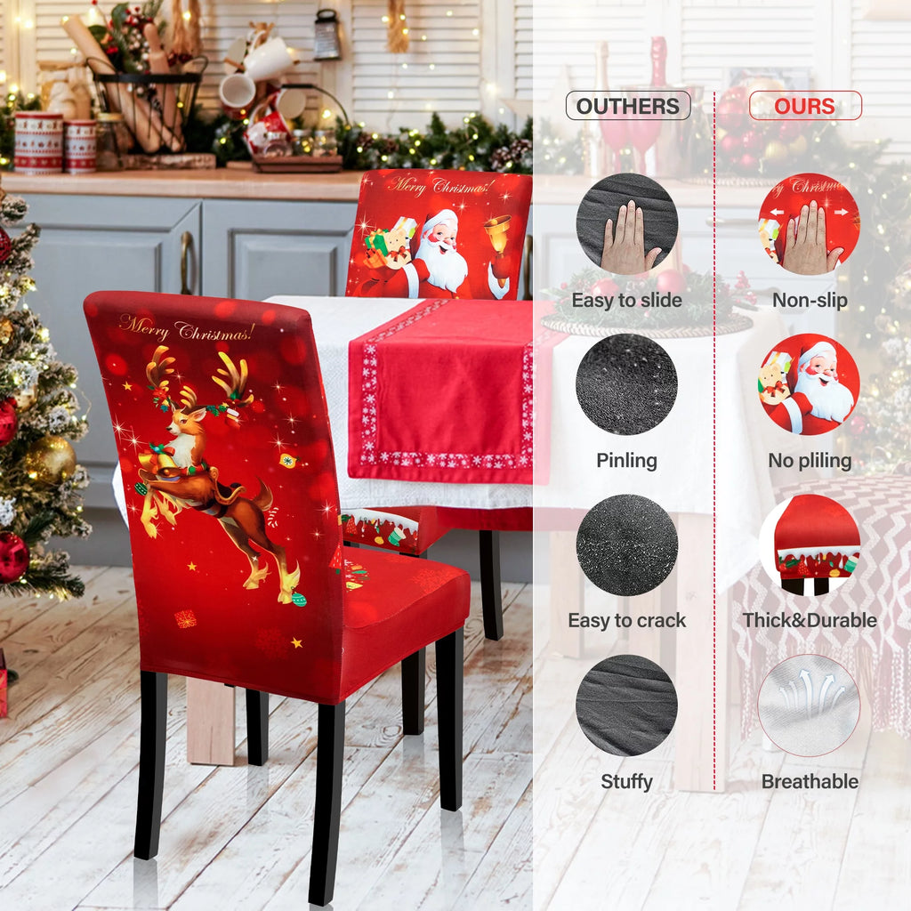 Stretch Christmas Chair Covers Set of 4 Red V268817
