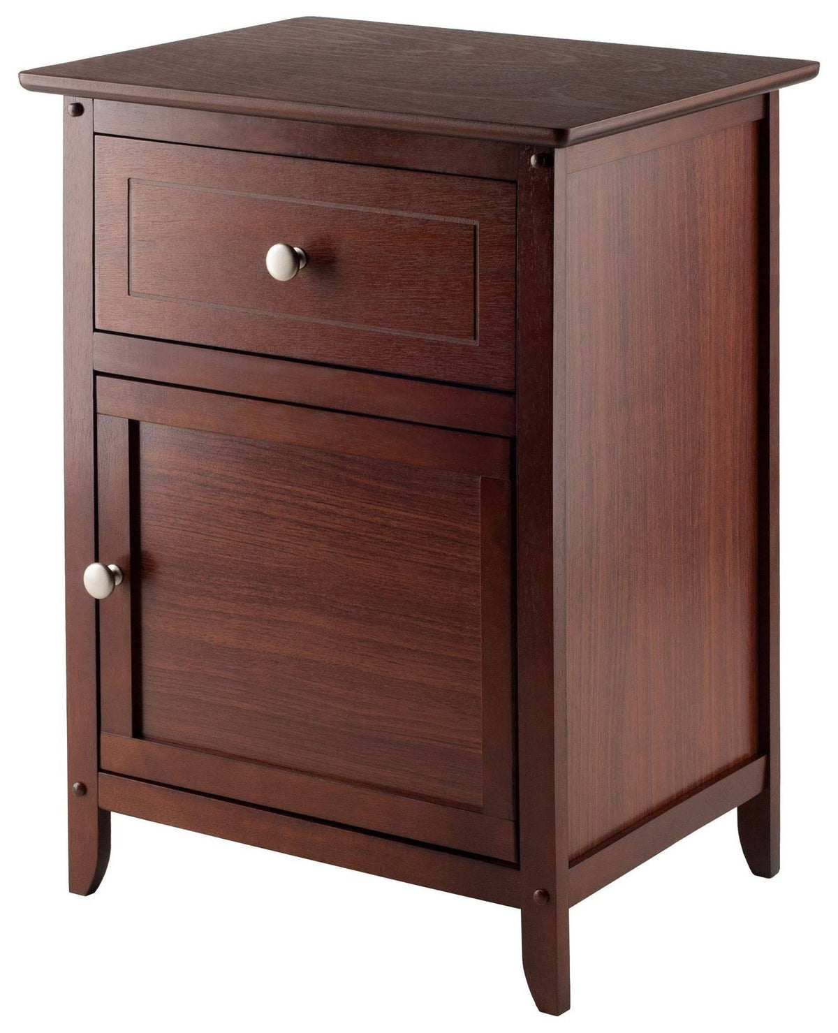 Antique Walnut Nightstand Accent Table with Drawer and Cabinet A559790