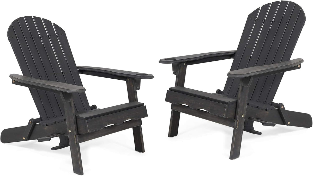Acacia Wood Folding Adirondack Chairs Set of 2 A92400