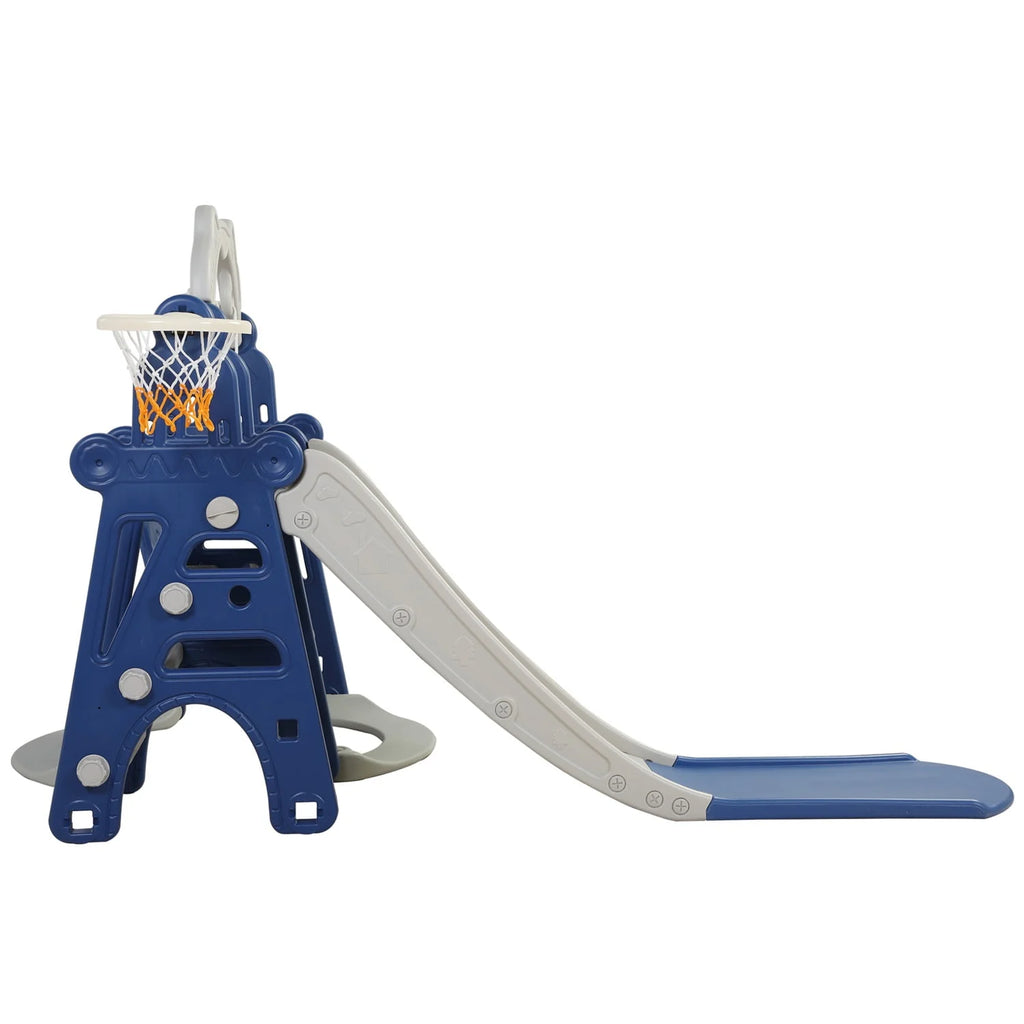 3 in 1 Kids Slide and Swing Set with Basketball Hoops S102222