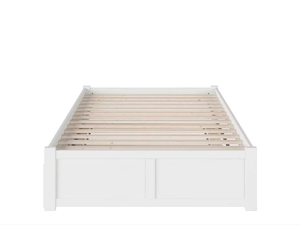 White Full Platform Bed with Trundle G9959