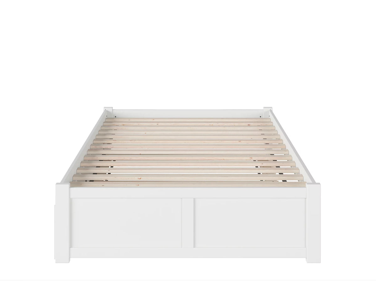 White Full Platform Bed with Trundle G9959