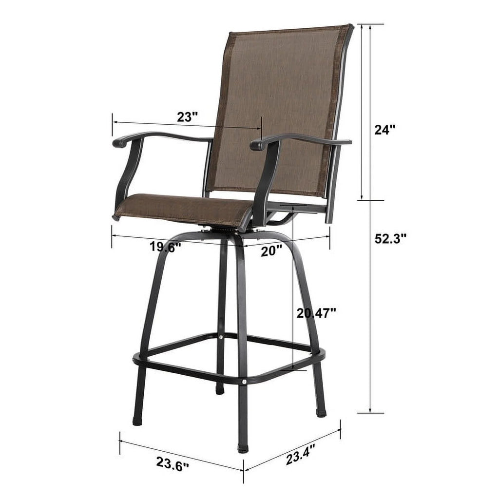 3 Pc Brown Outdoor Bar Height Swivel Bistro Set B663770
