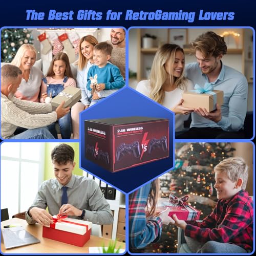 Wireless Retro Game Console with 25000+ Built-in Games, 4K HDMI Output, 2.4GHz Wireless Controller (Red) V513555