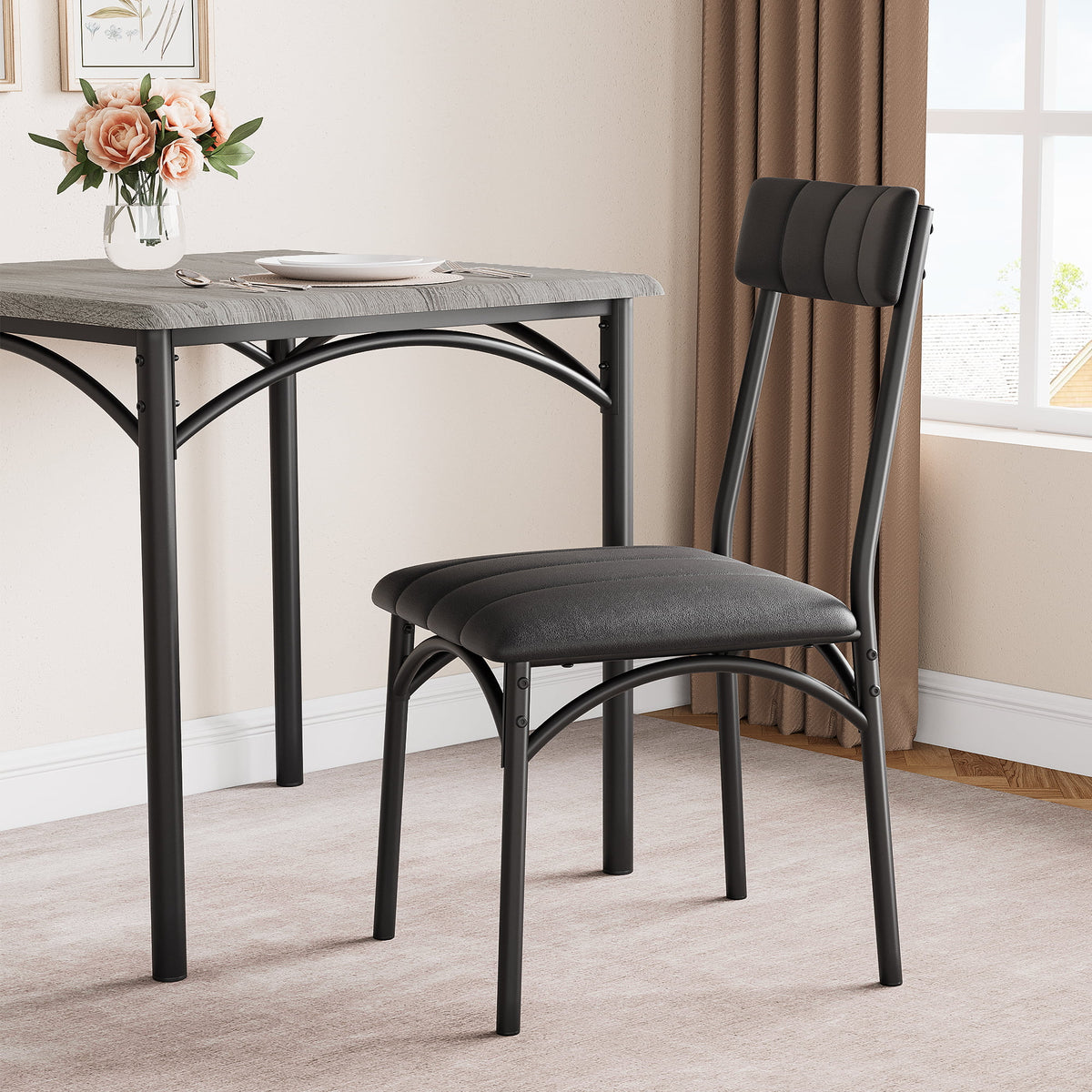 3 Piece Square Dining Table Set with 2 Upholstered Chairs M556