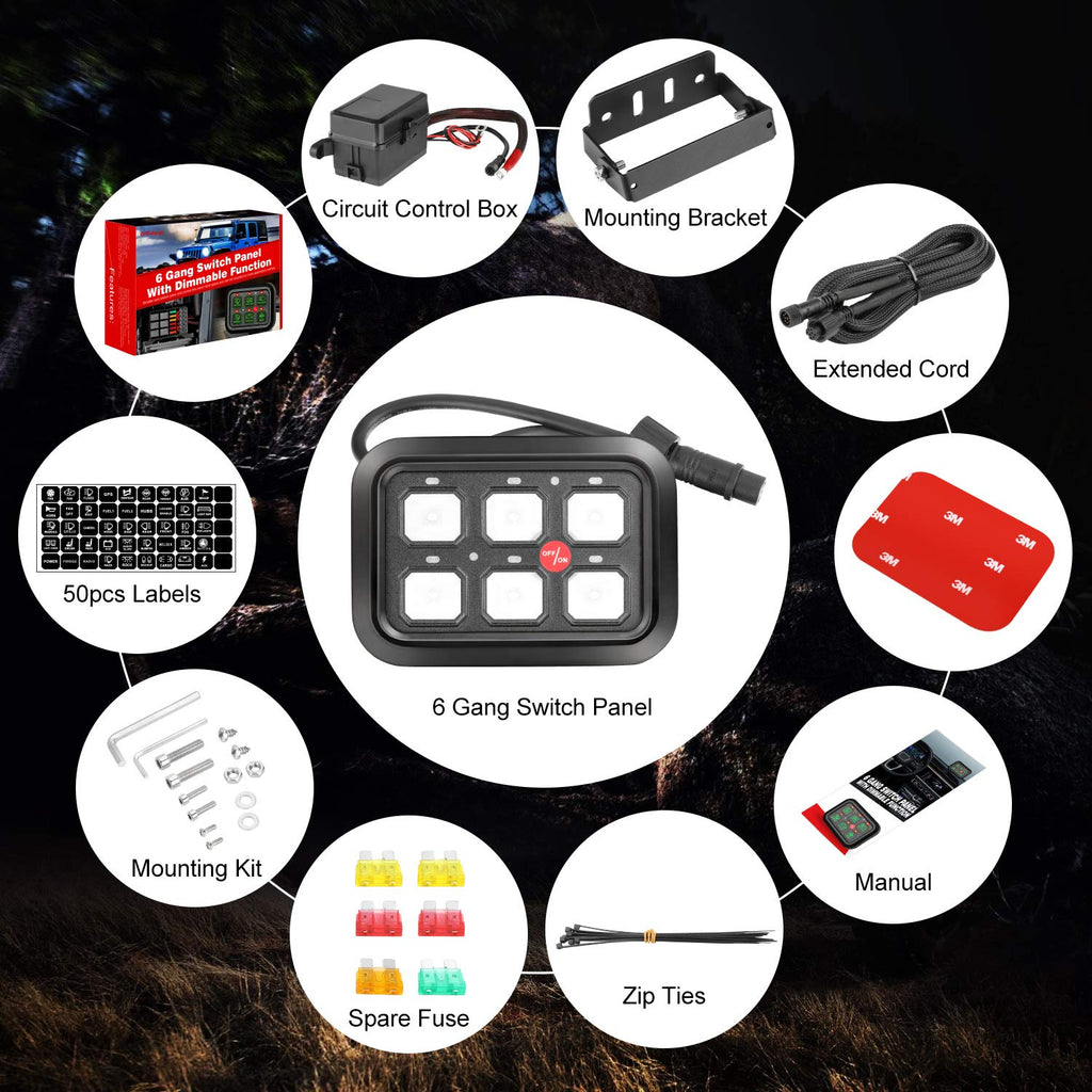 6 Gang Switch Panel with Harness Label Sticker X593695
